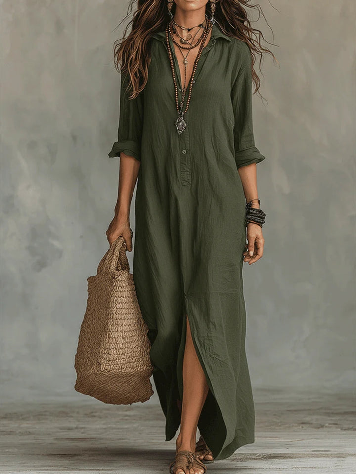 Soleilla ™ - Oversized Maxi Dress with Button Details