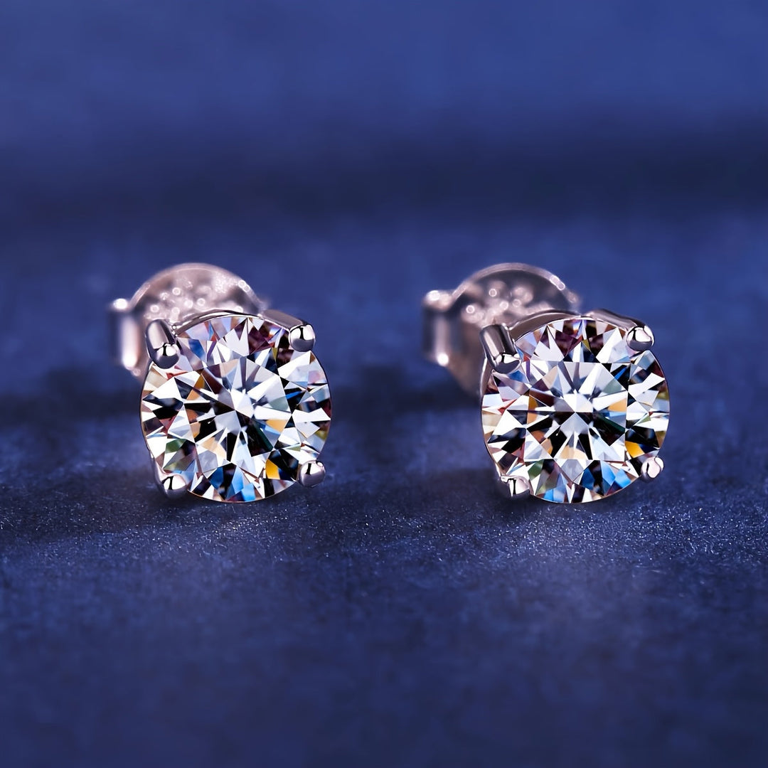 Cubic Zirconia Stud Earrings in White Gold