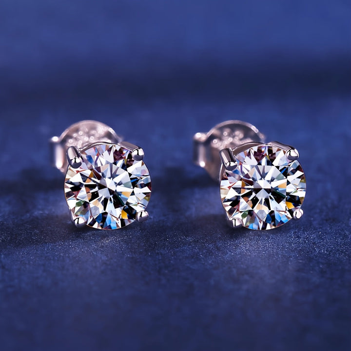 Cubic Zirconia Stud Earrings in White Gold
