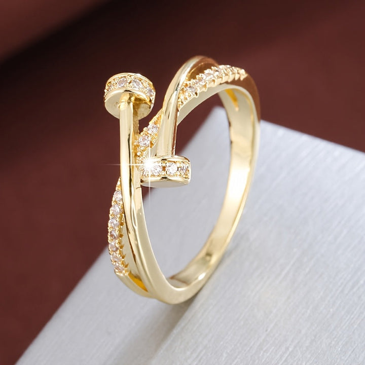 Zirconia Crossover Ring in White Gold