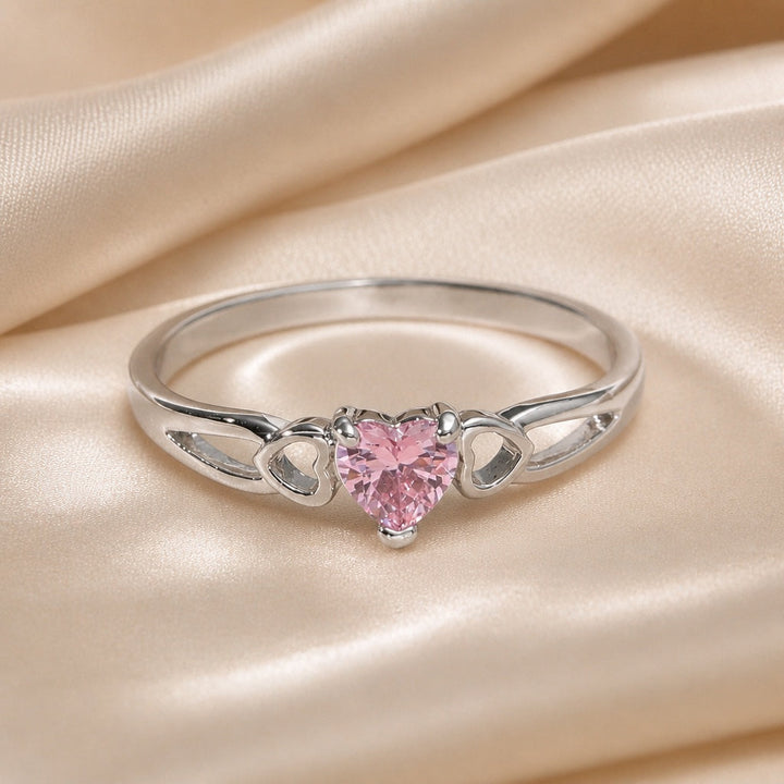 Rosalie White Gold Ring with Heart-Shaped Zirconia
