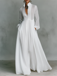 Clara™ | Flowing Button-Front Maxi Dress