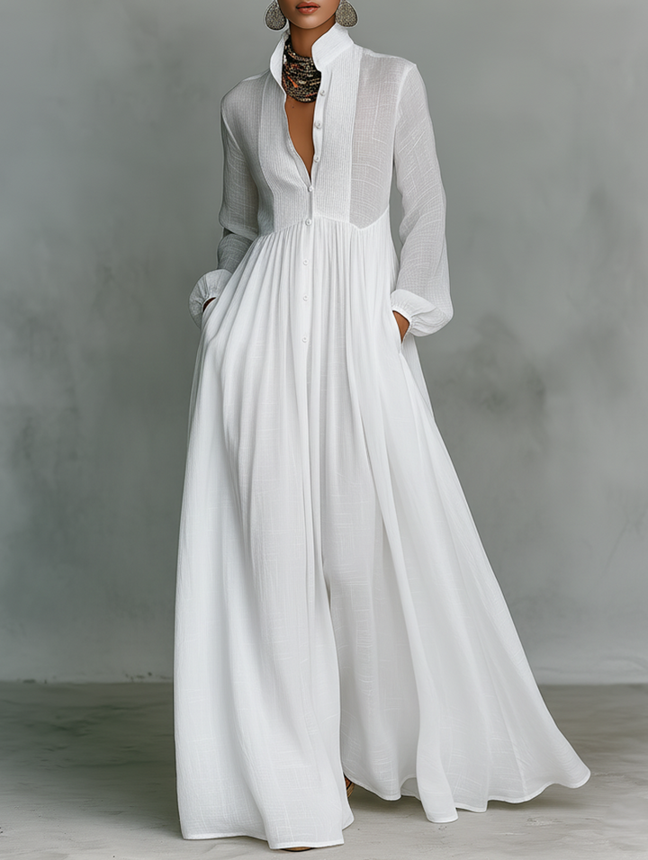 Clara™ | Flowing Button-Front Maxi Dress