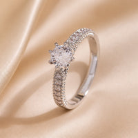 White Gold Ring with Zirconia Inlay - Minimalist Design