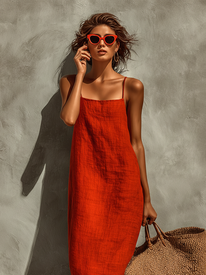 Valentina™ - Square Neck Spaghetti Strap Dress