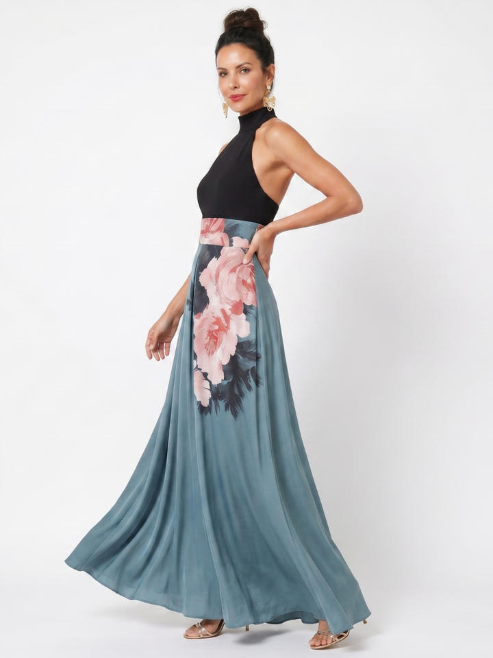 Chloe™ - Floral  Halter Bodice Maxi Dress