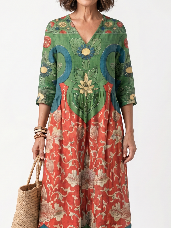 Evania™ - V-Neck Midi Dress