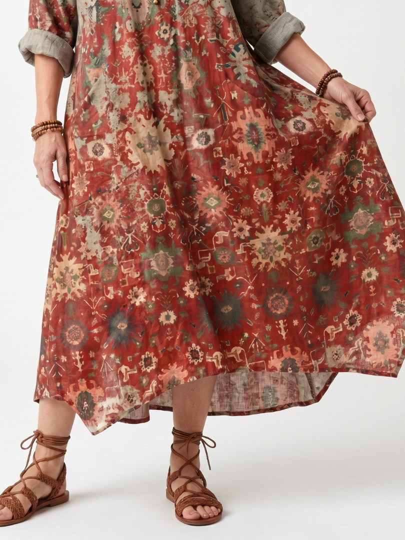 Nerina™ - Mixed Patterns Midi Dress