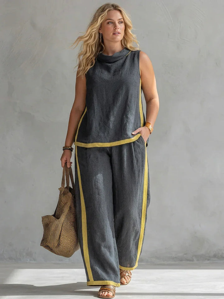 Lucentia™ - Stylish and Relaxed Two-Tone Vest and Pants Ensemble