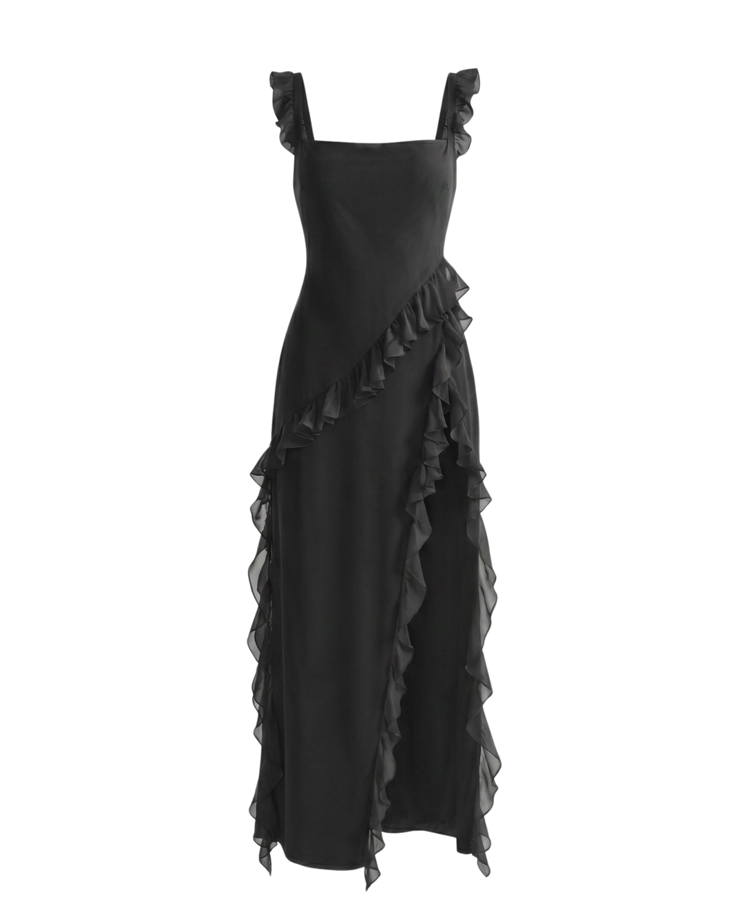 Velours™ - Ruffled Slit Maxi Dress
