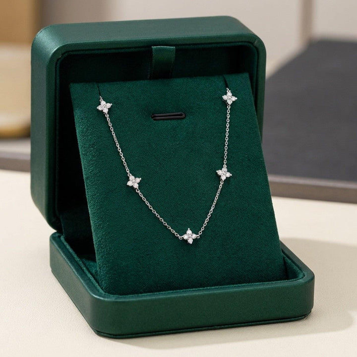 Zirconia Necklace with Encased Floral Design