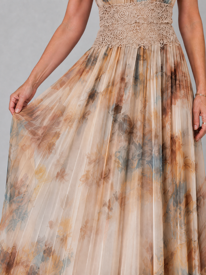Stella™ - Lace Waist Halter Neck Maxi Dress