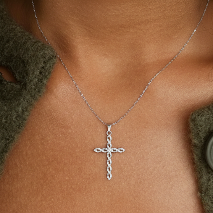 Divina™ -Twisted Cross Pendant Necklace