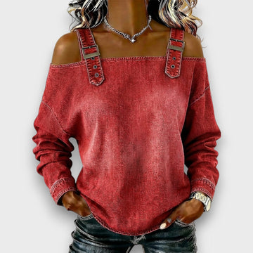 Paloma™ - Denim Top with Buckle Strap
