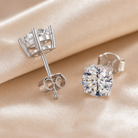 Cubic Zirconia Stud Earrings in White Gold