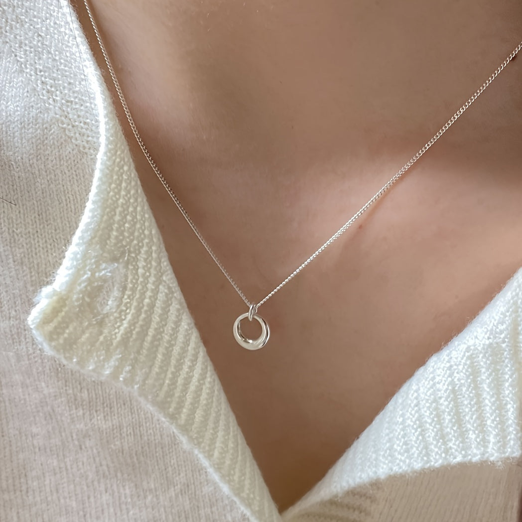 White Gold Geometric Circle Necklace