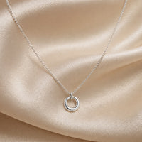 White Gold Geometric Circle Necklace