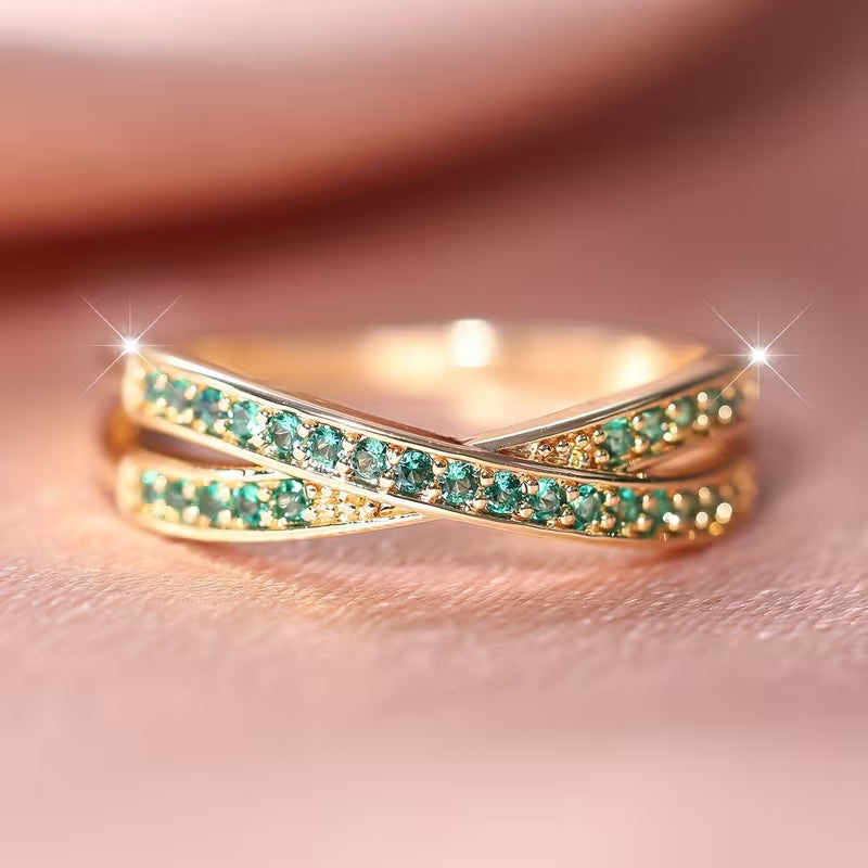Jenna™ - Anello in Oro con Flusso di Smeraldo