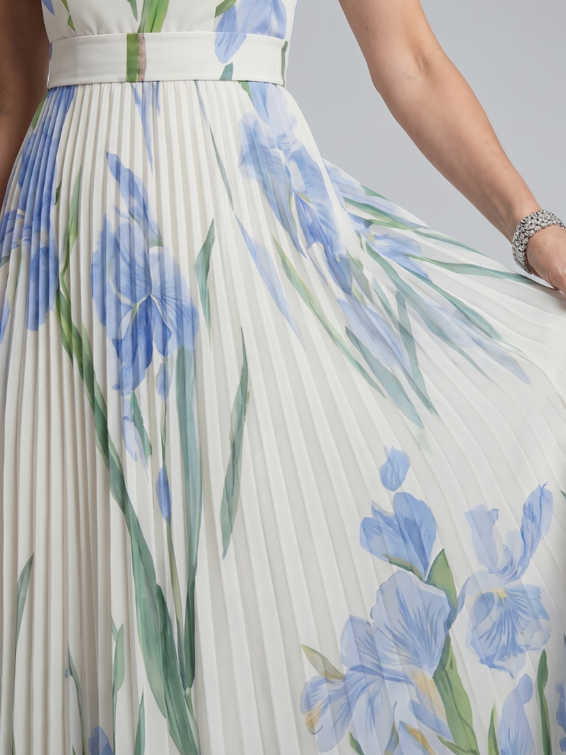 Josie™ - Floral Print Sleeveless Square Neck Midi Dress