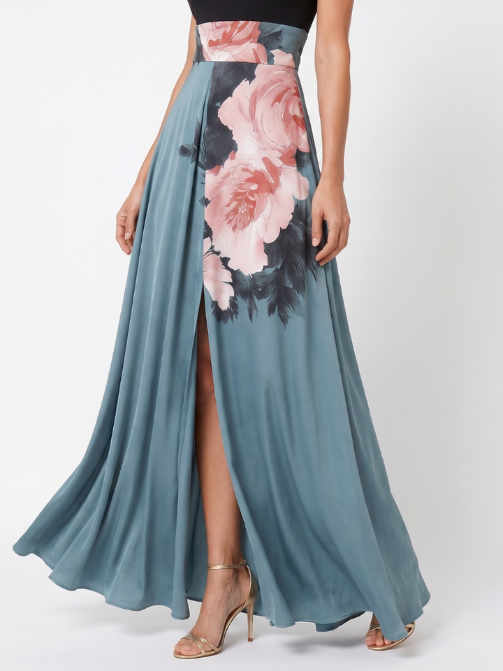 Chloe™ - Floral  Halter Bodice Maxi Dress