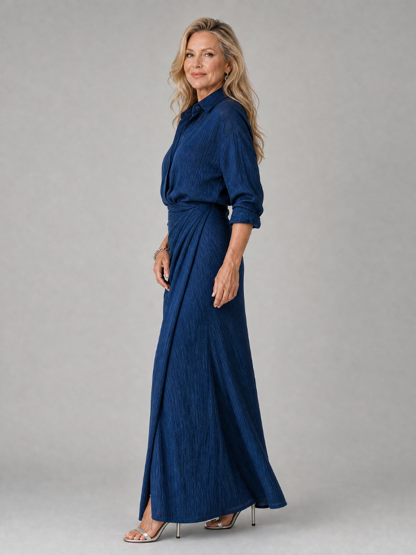 Kira™ - Long Sleeve Wrap Front Maxi Dress
