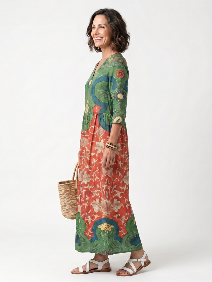 Evania™ - V-Neck Midi Dress