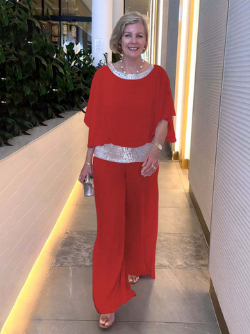 Maravella™ - Wide-Leg Two-Piece Evening Pant Set