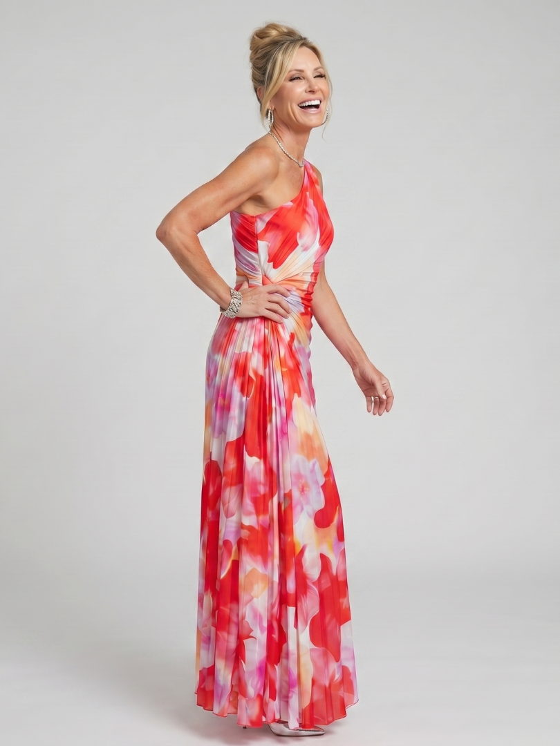 Heidi™ - Asymmetrical Pleated Midi Dress