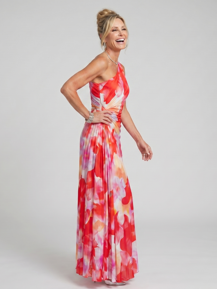 Heidi™ - Asymmetrical Pleated Midi Dress