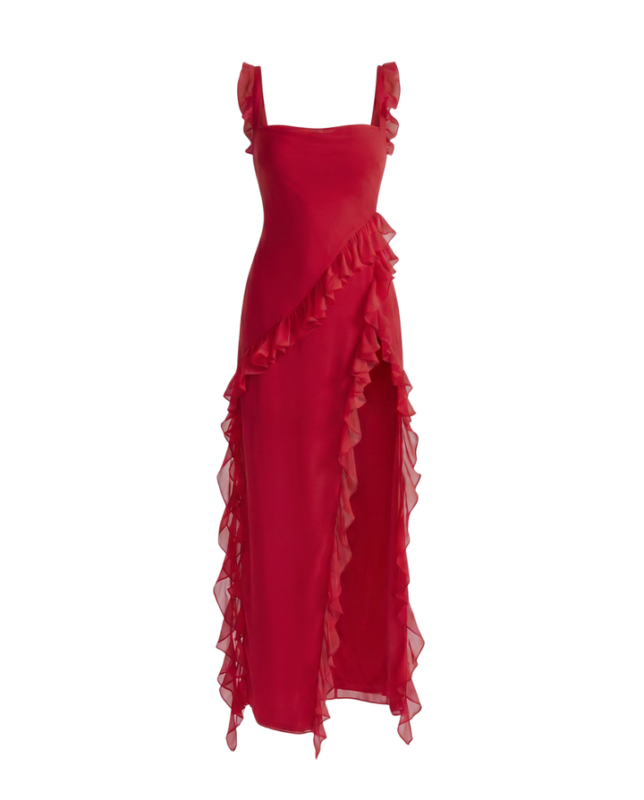 Velours™ - Ruffled Slit Maxi Dress