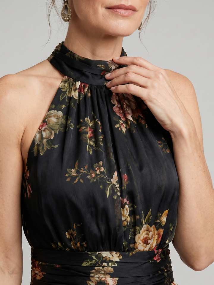 Pina™ - Floral Halter Neck Midi Dress