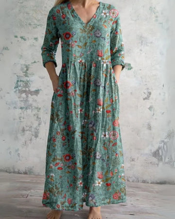 Irene™ - Vintage Floral Maxi Dress