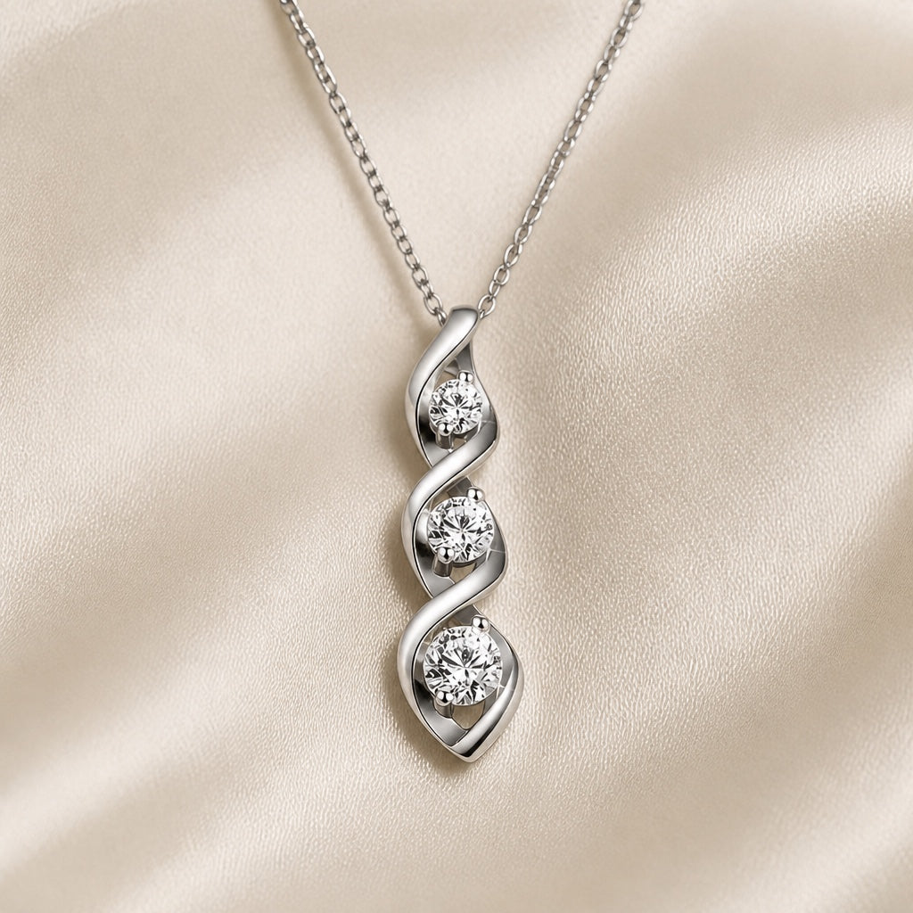 Infinity Symbol White Gold Necklace Adorned with Zirconia
