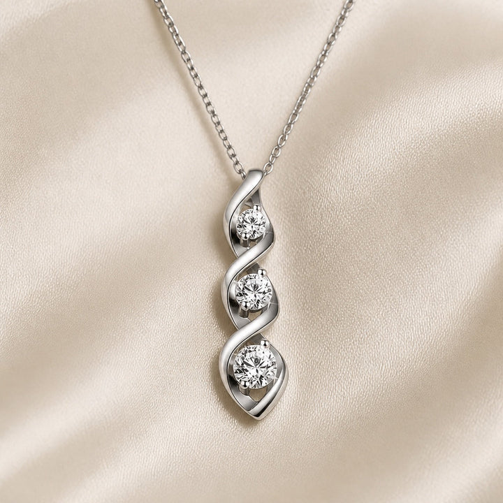 Infinity Symbol White Gold Necklace Adorned with Zirconia