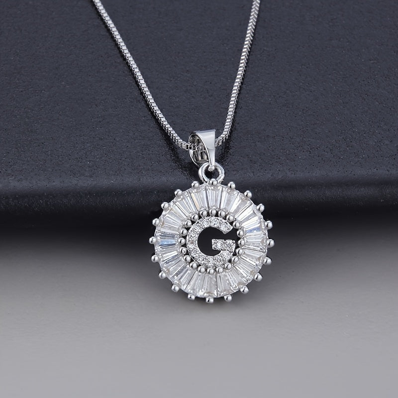 White Gold and Zirconia Initial "Z" Necklace