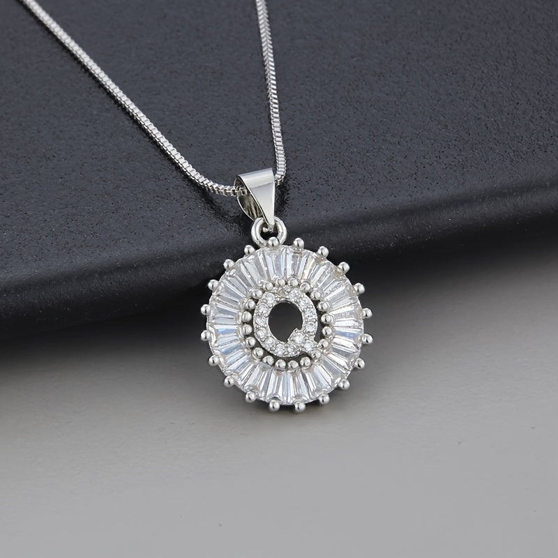 White Gold and Zirconia Initial "Z" Necklace