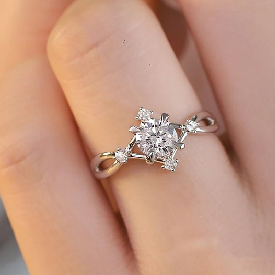 White Gold Ring with Round Zirconia
