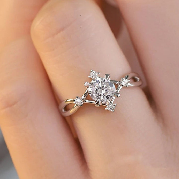 White Gold Ring with Round Zirconia
