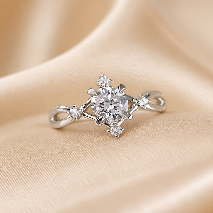 White Gold Ring with Round Zirconia