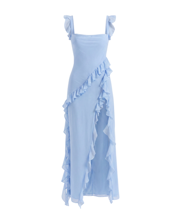 Velours™ - Ruffled Slit Maxi Dress