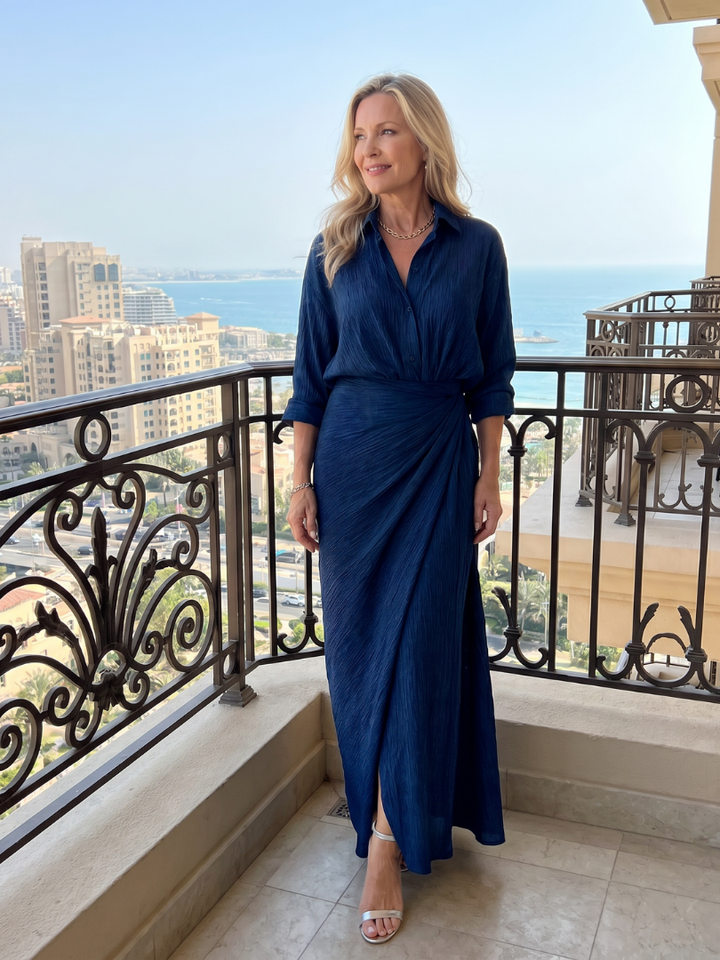 Kira™ - Long Sleeve Wrap Front Maxi Dress
