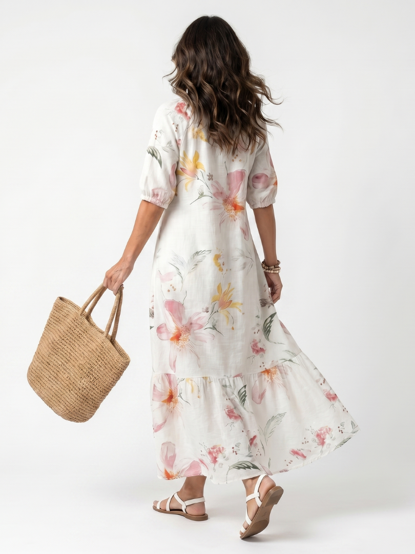 Helene™ -  Elegant Floral Midi Dress