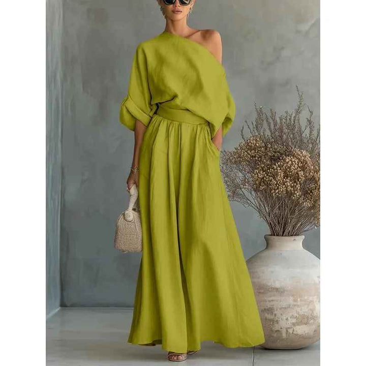 Auróra™ - Off-Shoulder Top with Tapered Pants Set