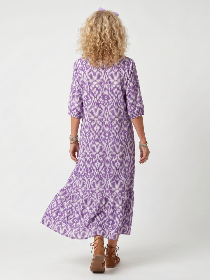 Adora™ -Purple Pattern Midi Dress
