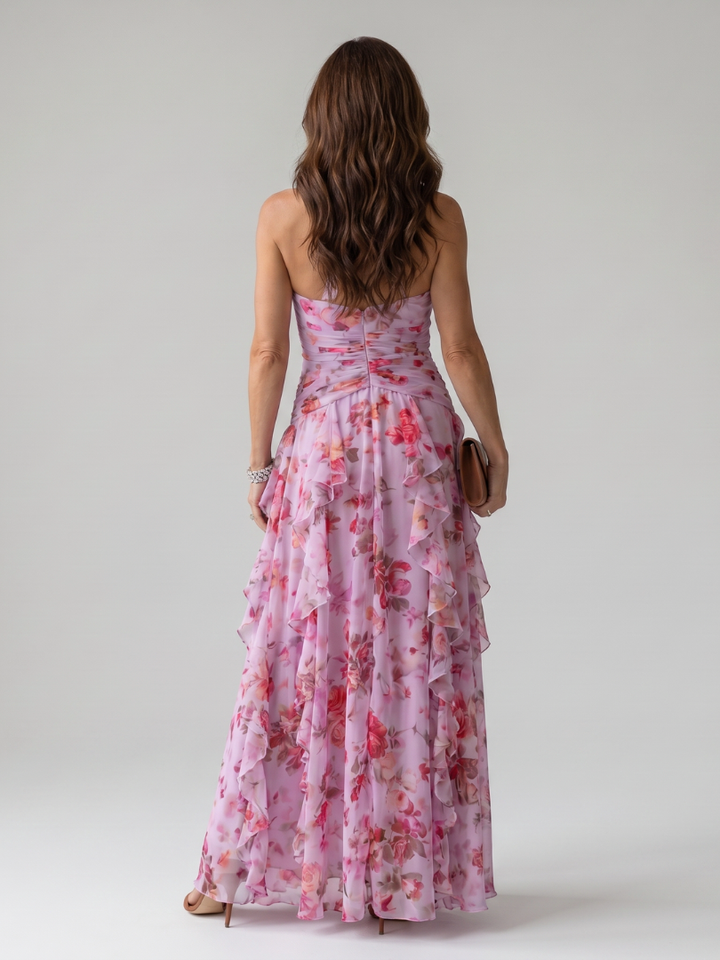 Pepita™ - Halter Neck and Ruched Bodice Maxi Dress