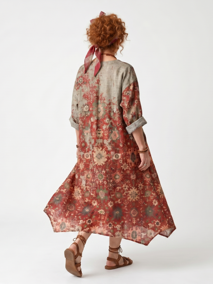 Nerina™ - Mixed Patterns Midi Dress