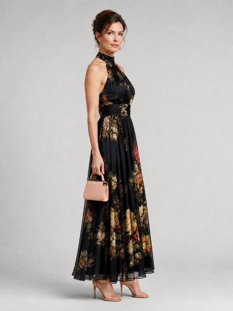 Pina™ - Floral Halter Neck Midi Dress