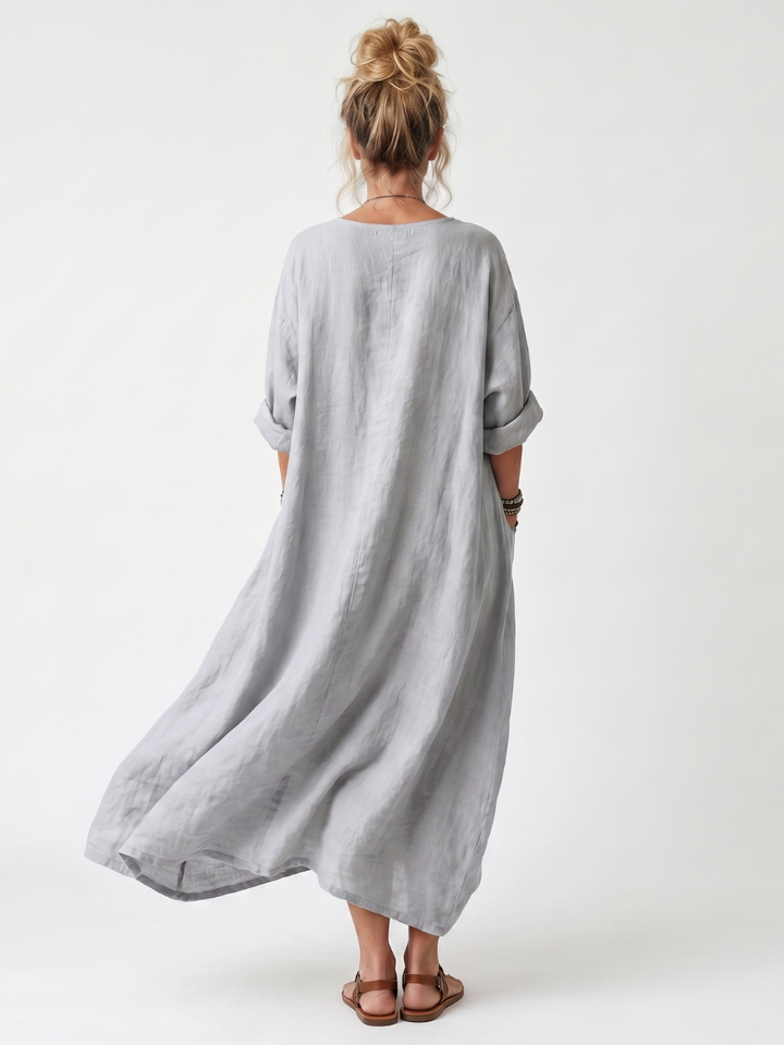 Melora™  - Contrast Panel & Embroidery Dress