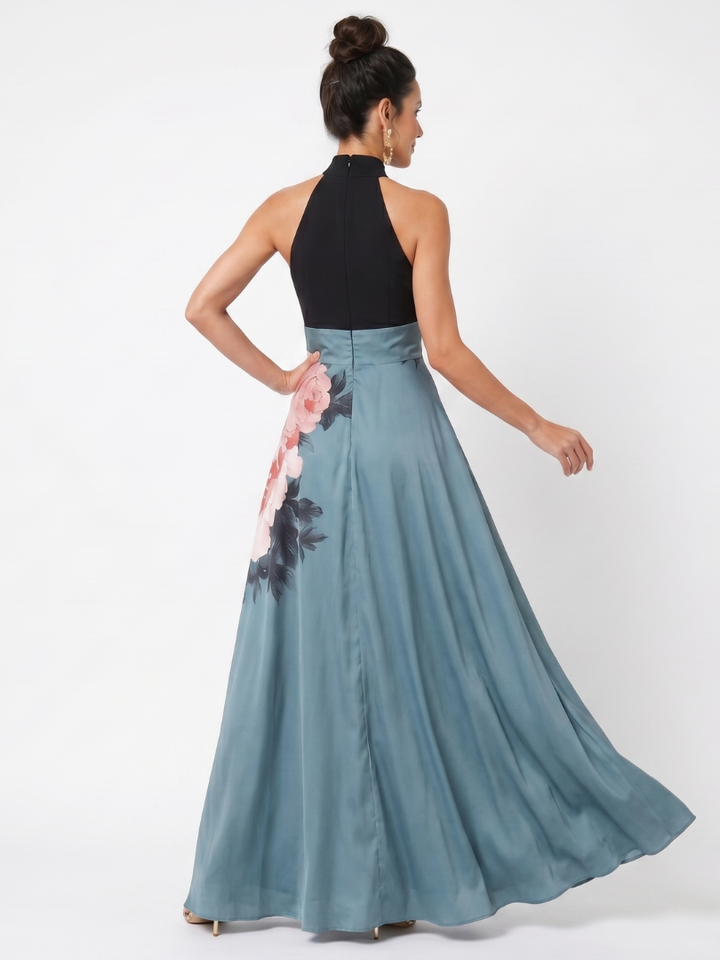 Chloe™ - Floral  Halter Bodice Maxi Dress