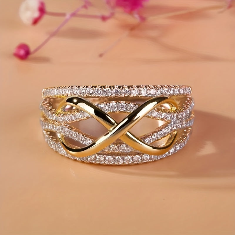 Infinity Ring with White Gold Plating and Zirconia